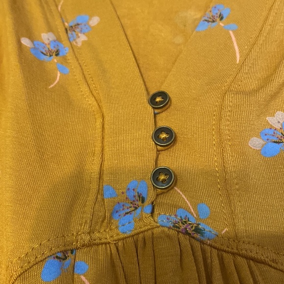 NWT FREE PEOPLE Olivia Flowy Printed Tunic Marigold/Blue Floral Boho - Picture 7 of 9